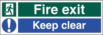 Picture of Fire Exit Keep Clear Sign LARGE - 600 x 200Hmm - Rigid Plastic - [AS-SA59-RP]