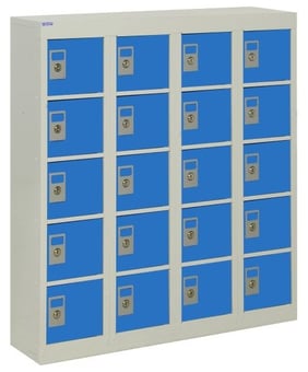 picture of QMP Wall-Mounted Personal Effects Locker - 20 Compartment - Dark Blue Doors - 940H x 900W x 190D mm - [QM-LR949019WBXX]