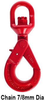 picture of GT Cobra Grade 80 Swivel Self Locking Hook - For Chain 7/8mm Dia. - [GT-G80SSLH8]