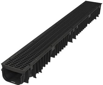 Picture of Shallow Depth Polypropylene Drainage Channel with Mesh Grating - 1000 x 128 x 80mm - [CD-CD410]