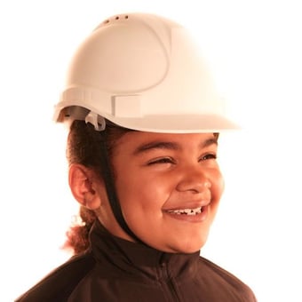 picture of Children's White Vented Hard Hat with Adjustable Chin Strap - [DV-DHV3-WHITE] - (DISC-W)