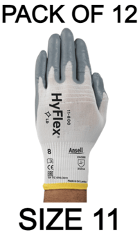 picture of Ansell Hyflex 11-800 Nitrile Foam Coated White Industrial Gloves - Size 11 - Pair - Pack of 12 - AN-11-800-11X12 - (AMZPK)