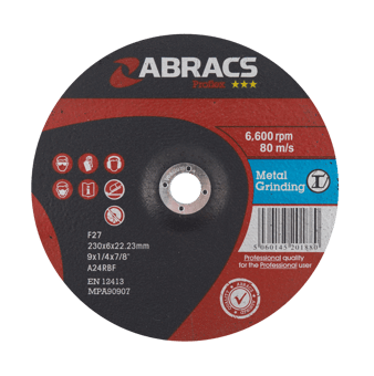 Picture of Abracs Proflex 230mm x 6.0mm x 22mm DPC Metal Grinding Disc - A30S4BF Grade - Box of 25 - [ABR-PF23060DM]