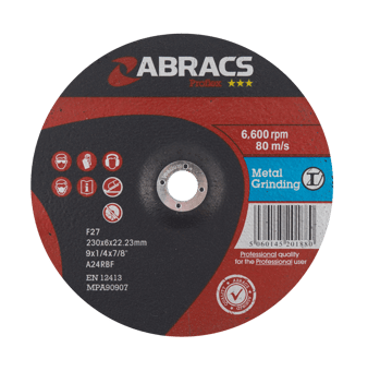 picture of Abracs Proflex 230mm x 6.0mm x 22mm DPC Metal Grinding Disc - A30S4BF Grade - Box of 25 - [ABR-PF23060DM]
