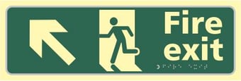 Picture of Spectrum Fire Exit Man Running Arrow Up/Left - TaktylePh 450 x 150mm - SCXO-CI-TK0538BSIPH