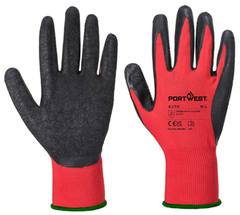 picture of Portwest A174 Flex Grip Latex Glove Red/Black - PW-A174R8R