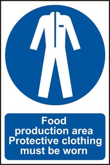 Picture of Spectrum Food production area Protective clothing must be worn - PVC 200 x 300mm - SCXO-CI-0451