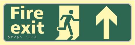 picture of Spectrum Fire Exit Man Running Arrow Up – TaktylePh 450 x 150mm - SCXO-CI-TK0531BSIPH