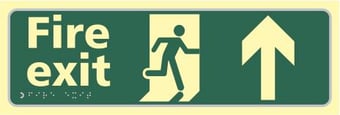 Picture of Fire Exit Man Running Arrow Up - TaktylePh 450 x 150mm - IH-TK0531BSIPH