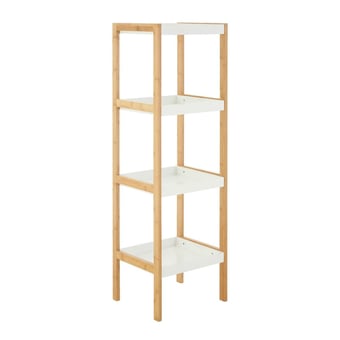 Picture of Interiors by Premier Casa Four Tiers Shelf Unit - White/Bamboo - [PRMH-BU-X2405X244] - (HP)