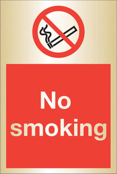 picture of Prestige No Smoking Sign - Gold Effect - 100 x 150Hmm - 1.5mm Aluminium - [AS-GOLD6-ALU]