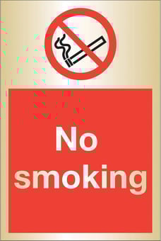picture of Prestige No Smoking Sign - Gold Effect - 100 x 150Hmm - 1.5mm Aluminium - [AS-GOLD6-ALU]