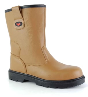 picture of Tuffking Tan Brown Fur Lined Rigger Boots S1P - SRA With Steel Toe and Midsole - [GN-9050]