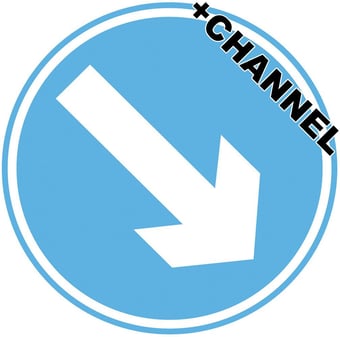 Picture of Traffic Arrow Right Diagonal Sign With Fixing Channel Large - FIXING CLIPS REQUIRED - Class 1 Ref BSEN 12899-1 2001 - 600mm Dia - Reflective - 3mm Aluminium - [AS-TR59-ALUC]