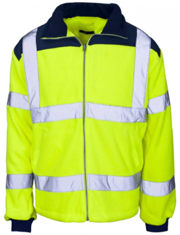 picture of Supertouch Hi Vis Rain Patch Fleece Jacket - Yellow - Anti Pilling - Polyester Fleece Fabric - ST-37841