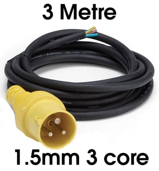 picture of Elite 110 Volt 1.5mm 16 Amp 3 Metre 3 Core Moulded Plug Power Tool Lead - [HC-PTL1.53C]