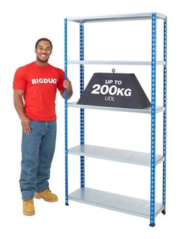 Picture of BiG200 Blue & Galvanised Shelving 5 Levels - Steel Shelves - 1830h x 1220w x 305d mm - [BDU-B21812035BZS]