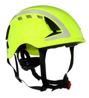 picture of 3M - X5000 Series SecureFit Hi Vis Yellow Green Reflective Safety Helmet - Vented - 6-Point Ratchet - 4 Point Chin Strap - [3M-X5014V-CE]