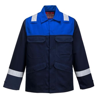 picture of Portwest Flame Retardant Anti-Static Navy Royal Blue - Two-Tone Jacket - PW-FR55NRR