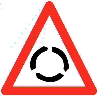 picture of Traffic Roundabout Triangle Sign - Class 1 Ref BSEN 12899-1 2001 - 600mm Tri. - Reflective - 3mm Aluminium - [AS-TR67-ALU]