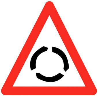 Picture of Traffic Roundabout Triangle Sign - Class 1 Ref BSEN 12899-1 2001 - 600mm Tri. - Reflective - 3mm Aluminium - [AS-TR67-ALU]