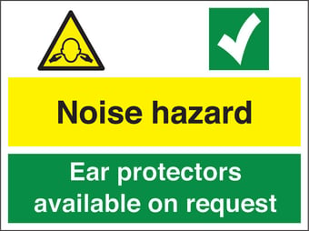 picture of Noise Hazard Ear Protectors Available Sign - 400 X 300Hmm - Rigid Plastic - [AS-MU24-RP]
