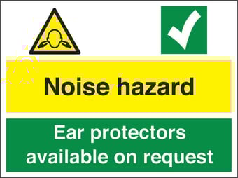 Picture of Noise Hazard Ear Protectors Available Sign - 400 X 300Hmm - Rigid Plastic - [AS-MU24-RP]