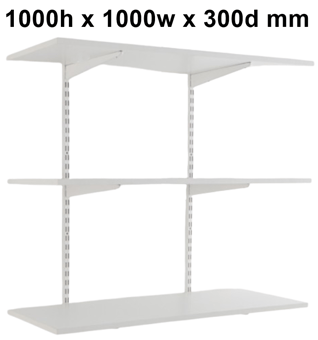 picture of BiGDUG Office Wall Mounted Shelving Kit - 1000h x 1000w x 300d mm - 3 White Melamine Levels - [BDU-TSW1033WO]