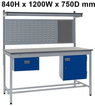 picture of Square Tube Workbench - Laminate Top - 840H x 1200W x 750D mm - Single Drawer, Louvre Panel - [QM-BQ841275PX5A]