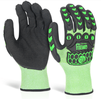 picture of Glovezilla Hi-Vis Nitrile Palm Coated Green Gloves - BE-GZ02LG