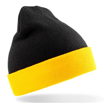 picture of Result Recycled Black Compass Beanie - Black/Yellow - [BT-RC930X-BLYEL]