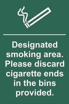 picture of Spectrum Designated Smoking Area - Please Discard Cigarette Ends – PVC 200 x 300mm - SCXO-CI-1631
