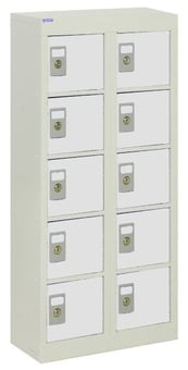 picture of QMP Wall-Mounted Personal Effects Locker - 10 Compartment - Light Grey Doors - 940H x 450W x 190D mm - [QM-LR944519WLXX]