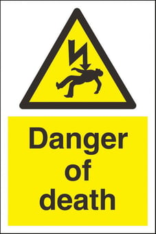 picture of Danger of Death Sign - 200 x 300Hmm - Rigid Plastic - [AS-WA26A-RP]
