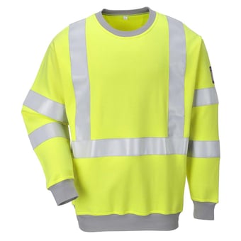 picture of Portwest - Yellow Flame Resistant Anti-Static Hi-Vis Sweatshirt - [PW-FR72YER]