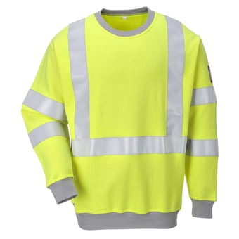 Picture of Portwest - Yellow Flame Resistant Anti-Static Hi-Vis Sweatshirt - [PW-FR72YER]