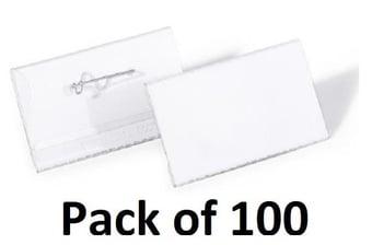picture of Durable Name Badge with Pin - 40x75mm - Transparent - Pack of 100 - [DL-800819]
