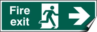 picture of Fire Exit Arrow Pointing East Sign - 400 x 150Hmm - Self Adhesive Vinyl - [AS-SA1-SAV]