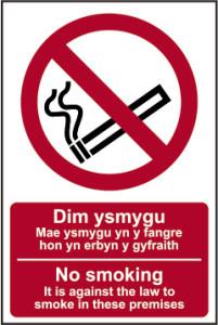Picture of Spectrum No Smoking It Is Against The Law To Smoke In These Premises English/Welsh - PVC 200 x 300mm - SCXO-CI-0578