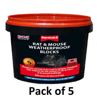 picture of Rentokil Mouse & Rat Weatherproof Blocks - Tub of 5 - [RH-PSMR41]