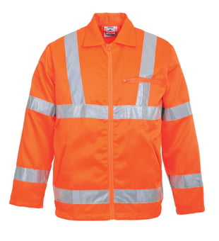 picture of Portwest Hi-Vis Orange Poly-Cotton Jacket RIS - PW-RT40ORR