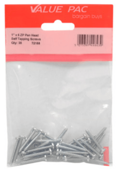 Picture of Value Pac 1 Inch x 6 ZP Pan Head Self Tapping Screws - [CI-72188]