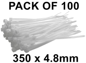 picture of ProSolve White Cable Ties - 350 x 4.8mm - Pack of 100 - [PV-PVCT350W]