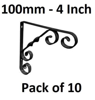 picture of Scroll Bracket - Black Wrought Iron - 100mm (4") - Pack of 10 - [CI-AB33L]
