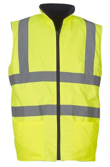 picture of Children Hi Vis Yellow Reversible Waterproof Fleece Bodywarmer - EN1150 - [YO-HV008FCH]