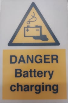 picture of Photoluminescent DANGER Battery Charging Signs - 200 X 300Hmm - Self Adhesive Rigid Plastic - [AS-PH253-SARP]