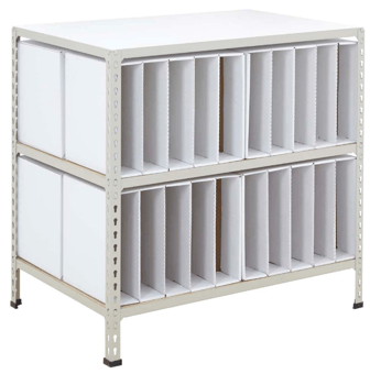 picture of BiGDUG BiG340 40 Lever Arch File Shelving - 915h x 915w x 610d mm - 3 Levels - Grey - [BDU-B3LA40GG]