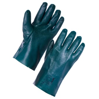 picture of Supertouch PVC Double Dip Gauntlet Green Gloves - 27cm - Pair - [ST-22733] - (DISC-R)