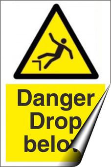 Picture of Danger Drop Below Sign LARGE - 400 x 600Hmm - Self Adhesive Vinyl [AS-EC26-SAV]
