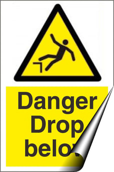 picture of Danger Drop Below Sign LARGE - 400 x 600Hmm - Self Adhesive Vinyl [AS-EC26-SAV]